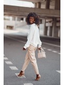 Pantaloni eleganti din piele ecologica, caramel 5929 - Magazin online - Boutique